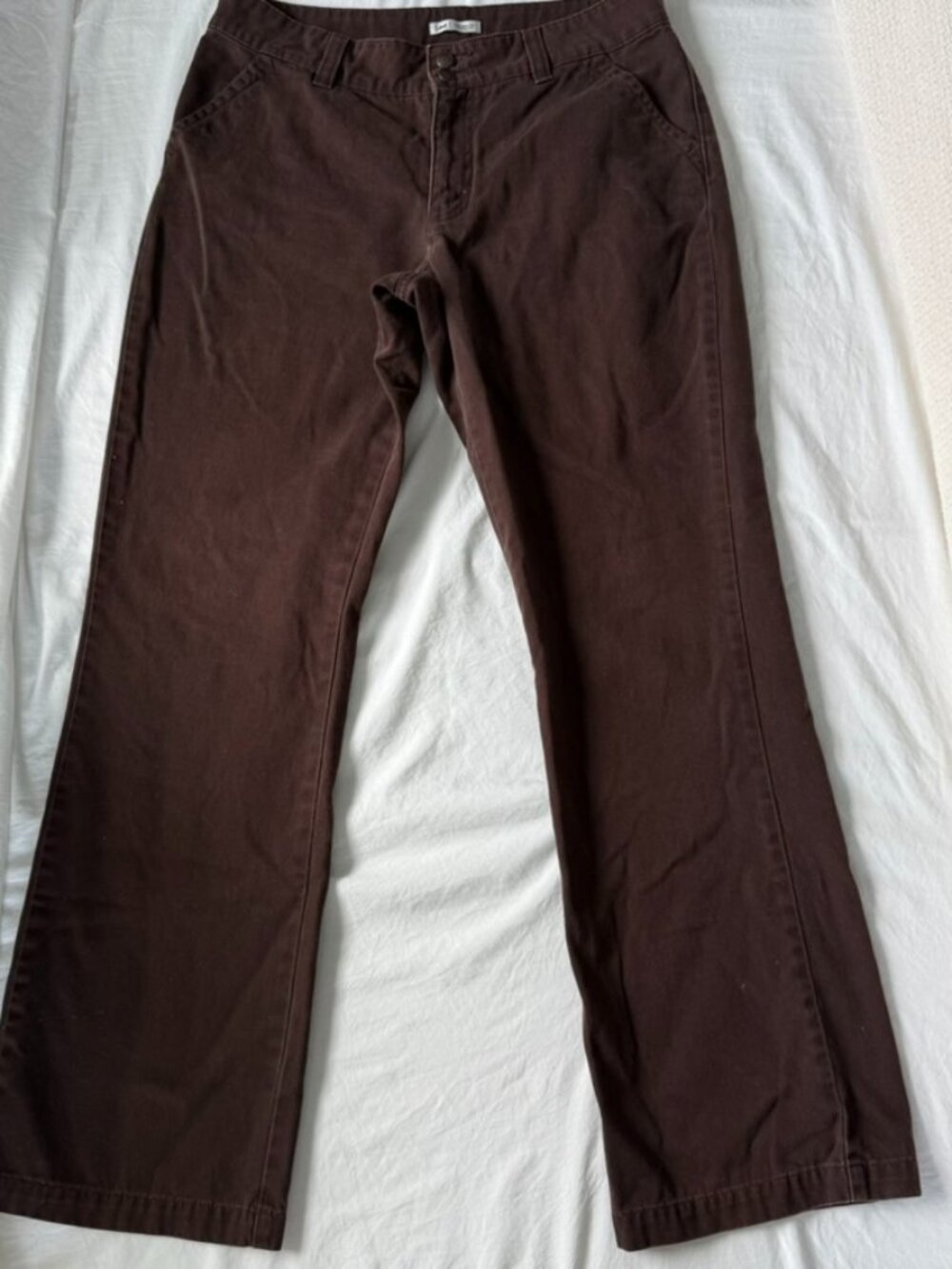Y2K Lee Brown Low Rise Flare Chino Pants Flap Back Pockets 10 Medium